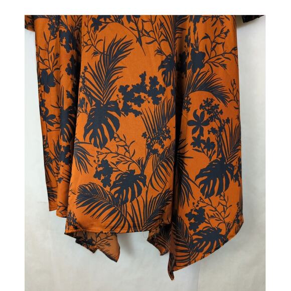 Future Collective Kahlana Barfieild Brown floral satin asymmetrical dress Large - Picture 6 of 9